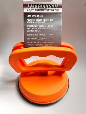 Pittsburgh 4-1/2" Orange Suction Cup Lift with sturdy handle- NWT